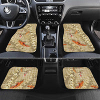Beige Palaka Hawaiian And Japanese Car Mats Sakura Lei With Koi Fish DT05 Set 4pcs Beige - Polynesian Pride