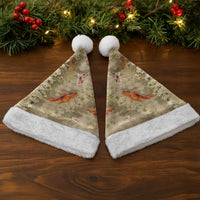 Beige Palaka Hawaiian And Japanese Christmas Santa Hat Sakura Lei With Koi Fish - Polynesian Pride