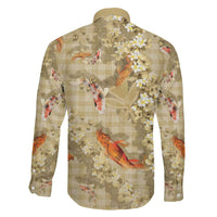 Beige Palaka Hawaiian And Japanese Family Matching Puletasi and Hawaiian Shirt Sakura Lei With Koi Fish DT05 - Polynesian Pride