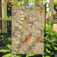 Beige Palaka Hawaiian And Japanese Garden Flag Sakura Lei With Koi Fish DT05 Garden Flag Beige - Polynesian Pride