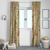 Beige Palaka Hawaiian And Japanese Window Curtain Sakura Lei With Koi Fish DT05 - Polynesian Pride