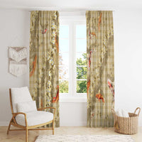 Beige Palaka Hawaiian And Japanese Window Curtain Sakura Lei With Koi Fish DT05 - Polynesian Pride