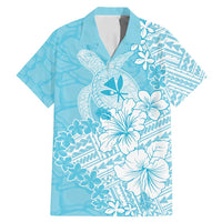 Hawaii Kanaka Maoli Family Matching Mermaid Dress and Hawaiian Shirt Polynesian Turtle Tattoo DT05 Dad's Shirt - Short Sleeve Blue - Polynesian Pride