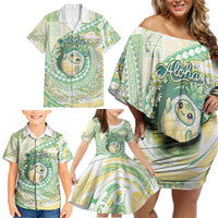 Hawaii Pineapple Family Matching Off Shoulder Short Dress and Hawaiian Shirt Cute Cosplay Turtle Plumeria Spiral DT05 - Polynesian Pride