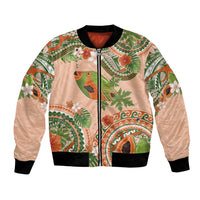 Hawaii Papaya Bomber Jacket Cute Cosplay Humuhumu Fish Plumeria Waves DT05 Unisex Orange - Polynesian Pride
