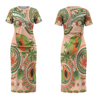 Hawaii Papaya Couples Matching Short Sleeve Bodycon Dress and Hawaiian Shirt Cute Cosplay Humuhumu Fish Plumeria Waves DT05 - Polynesian Pride