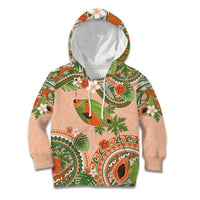 Hawaii Papaya Kid Hoodie Cute Cosplay Humuhumu Fish Plumeria Waves DT05 Hoodie Orange - Polynesian Pride
