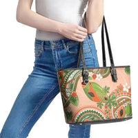 Hawaii Papaya Leather Tote Bag Cute Cosplay Humuhumu Fish Plumeria Waves DT05 - Polynesian Pride