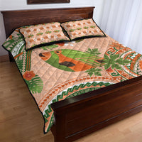 Hawaii Papaya Quilt Bed Set Cute Cosplay Humuhumu Fish Plumeria Waves DT05 - Polynesian Pride