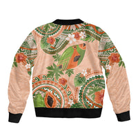 Hawaii Papaya Sleeve Zip Bomber Jacket Cute Cosplay Humuhumu Fish Plumeria Waves DT05 - Polynesian Pride