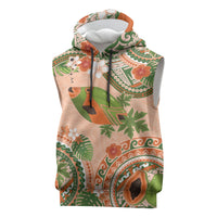 Hawaii Papaya Sleeveless Hoodie Cute Cosplay Humuhumu Fish Plumeria Waves DT05 Orange - Polynesian Pride
