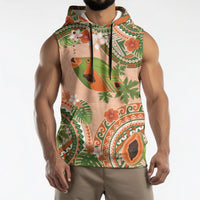 Hawaii Papaya Sleeveless Hoodie Cute Cosplay Humuhumu Fish Plumeria Waves DT05 - Polynesian Pride