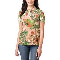 Hawaii Papaya Women Polo Shirt Cute Cosplay Humuhumu Fish Plumeria Waves DT05 - Polynesian Pride