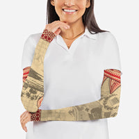 Tonga Language Week Arm Sleeves Tribal Cross Ngatu Floral Pattern