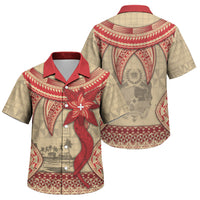Tonga Language Week Family Matching Short Sleeve Bodycon Dress and Hawaiian Shirt Tribal Cross Ngatu Floral Pattern DT05 Son's Shirt Red - Polynesian Pride