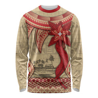 Tonga Language Week Long Sleeve Shirt Tribal Cross Ngatu Floral Pattern