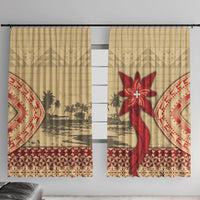 Tonga Language Week Window Curtain Tribal Cross Ngatu Floral Pattern
