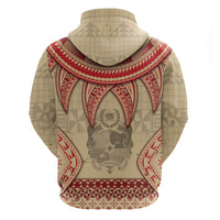 Tonga Language Week Zip Hoodie Tribal Cross Ngatu Floral Pattern