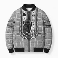 Mabuhay Philippines Festival Bomber Puffer Jacket Philippine Eagle Sun Three Stars Barong Pattern DT05 Unisex Gray - Polynesian Pride