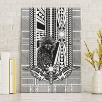 Mabuhay Philippines Festival Canvas Wall Art Philippine Eagle Sun Three Stars Barong Pattern DT05 Without Frame Gray - Polynesian Pride