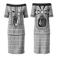 Mabuhay Philippines Festival Family Matching Puletasi and Hawaiian Shirt Philippine Eagle Sun Three Stars Barong Pattern DT05 Mom's Dress Gray - Polynesian Pride