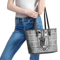 Mabuhay Philippines Festival Leather Tote Bag Philippine Eagle Sun Three Stars Barong Pattern DT05 - Polynesian Pride