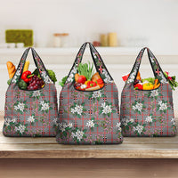 Red Binakol Motifs With Jasminum Sambac Grocery Bag Mabuhay Philippines Festival DT05 3-pack One Size Red - Polynesian Pride