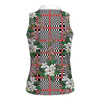 Red Binakol Motifs With Jasminum Sambac Women Sleeveless Polo Shirt Mabuhay Philippines Festival DT05 - Polynesian Pride