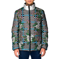 Blue Binakol Motifs With Jasminum Sambac Padded Jacket Mabuhay Philippines Festival DT05 Men Blue - Polynesian Pride