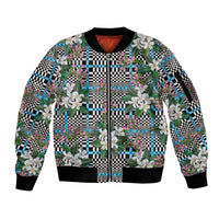 Blue Binakol Motifs With Jasminum Sambac Sleeve Zip Bomber Jacket Mabuhay Philippines Festival DT05 Unisex Blue - Polynesian Pride