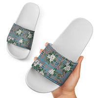Blue Binakol Motifs With Jasminum Sambac Slide Sandals Mabuhay Philippines Festival DT05 - Polynesian Pride