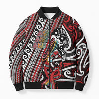 Personalised Maori Language Week Bomber Puffer Jacket Ake Ake Ake Tribal Patterns