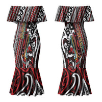 Personalised Maori Language Week Couples Matching Mermaid Dress and Long Sleeve Button Shirt Ake Ake Ake Tribal Patterns