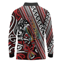 Personalised Maori Language Week Long Sleeve Polo Shirt Ake Ake Ake Tribal Patterns
