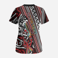 Personalised Maori Language Week Scrub Top Ake Ake Ake Tribal Patterns