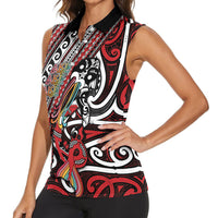 Personalised Maori Language Week Women Sleeveless Polo Shirt Ake Ake Ake Tribal Patterns