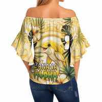 Hawaii Banana Dolphin Off Shoulder Wrap Waist Top Cute Cosplay Naiʻa Fish Tribal Patterns DT05 - Polynesian Pride