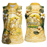 Hawaii Banana Dolphin Women Sleeveless Polo Shirt Cute Cosplay Naiʻa Fish Tribal Patterns DT05 - Polynesian Pride