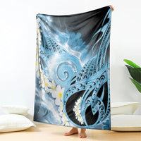 Piko Hawaiian Blanket Blue Galaxy Spiral Plumeria Tribal Patterns