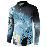 Piko Hawaiian Button Sweatshirt Blue Galaxy Spiral Plumeria Tribal Patterns