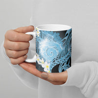 Piko Hawaiian Ceramic Mug Blue Galaxy Spiral Plumeria Tribal Patterns