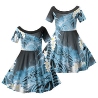 Piko Hawaiian Family Matching Tank Maxi Dress and Hawaiian Shirt Blue Galaxy Spiral Plumeria Tribal Patterns
