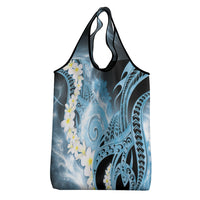 Piko Hawaiian Grocery Bag Blue Galaxy Spiral Plumeria Tribal Patterns