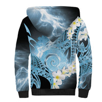 Piko Hawaiian Sherpa Hoodie Blue Galaxy Spiral Plumeria Tribal Patterns