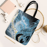 Piko Hawaiian Tote Bag Blue Galaxy Spiral Plumeria Tribal Patterns
