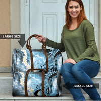 Piko Hawaiian Travel Bag Blue Galaxy Spiral Plumeria Tribal Patterns