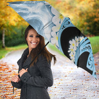 Piko Hawaiian Umbrella Blue Galaxy Spiral Plumeria Tribal Patterns