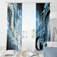 Piko Hawaiian Window Curtain Blue Galaxy Spiral Plumeria Tribal Patterns