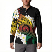 Piko Hawaiian Button Sweatshirt Gradient Spiral Plumeria Tribal Patterns