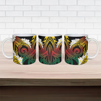 Piko Hawaiian Ceramic Mug Gradient Spiral Plumeria Tribal Patterns